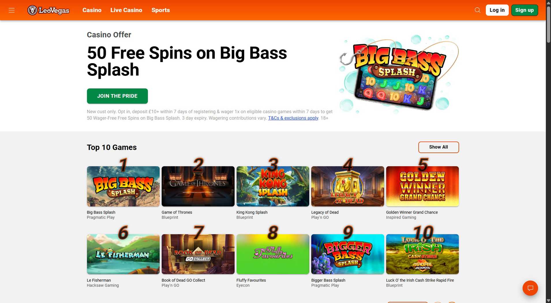 10. LeoVegas- Scelta affidabile del casinò Cash To Code