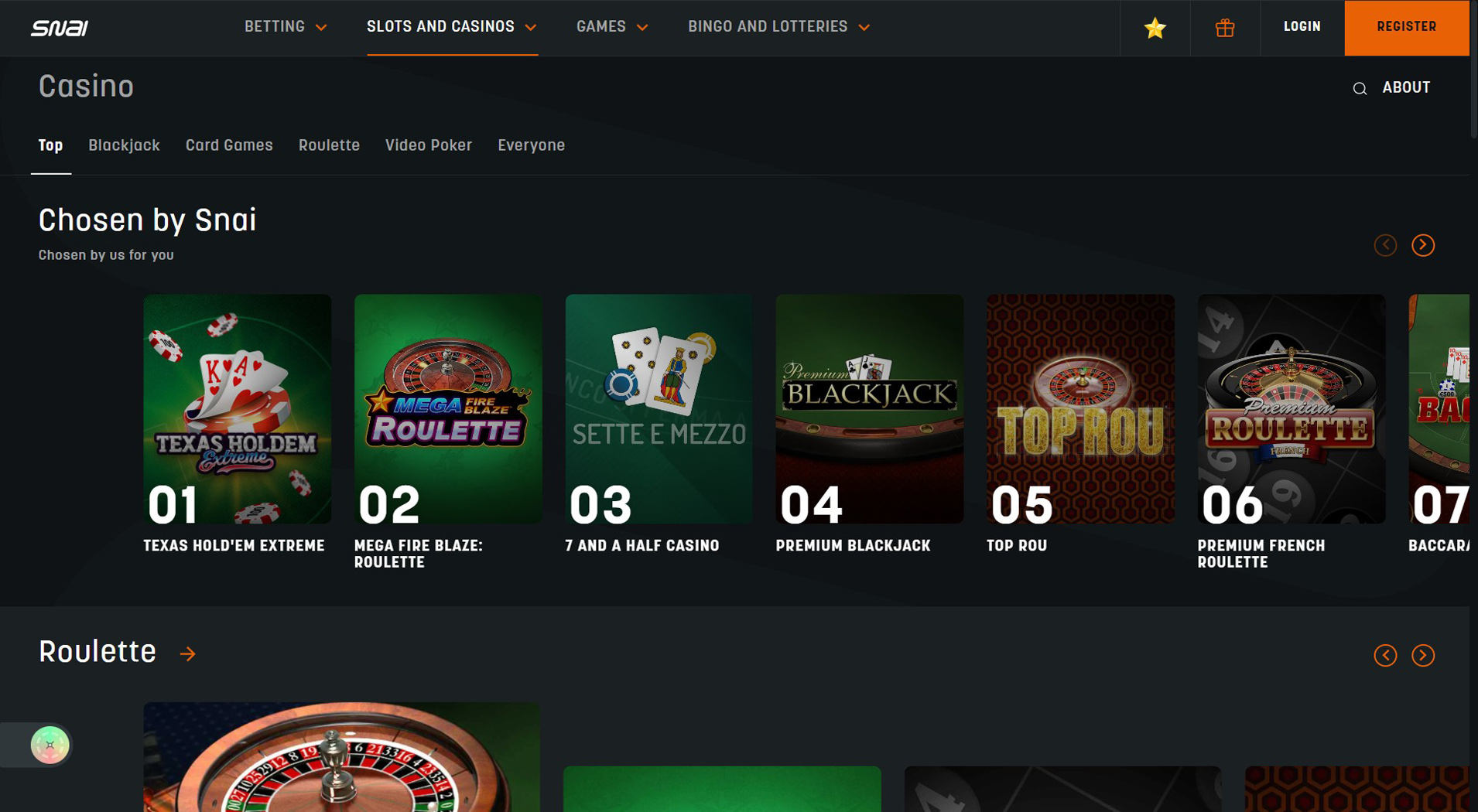9. SNAI- Configurazione semplice del casinò Cash To Code